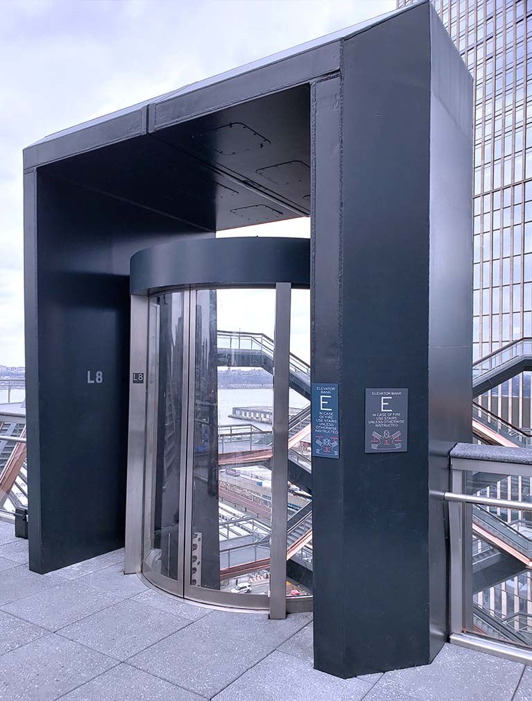 The Vessel at Hudson Yards elevator landing on the top of the sculpture