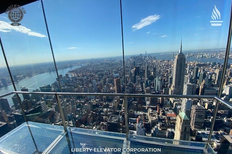 The New York Skyline from Ascent elevator atop One Vanderbilt, Liberty Elevator