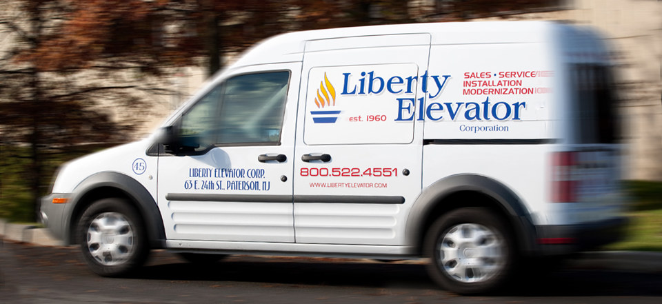 Liberty Elevator service vehicles are available for 24 hour dispatch